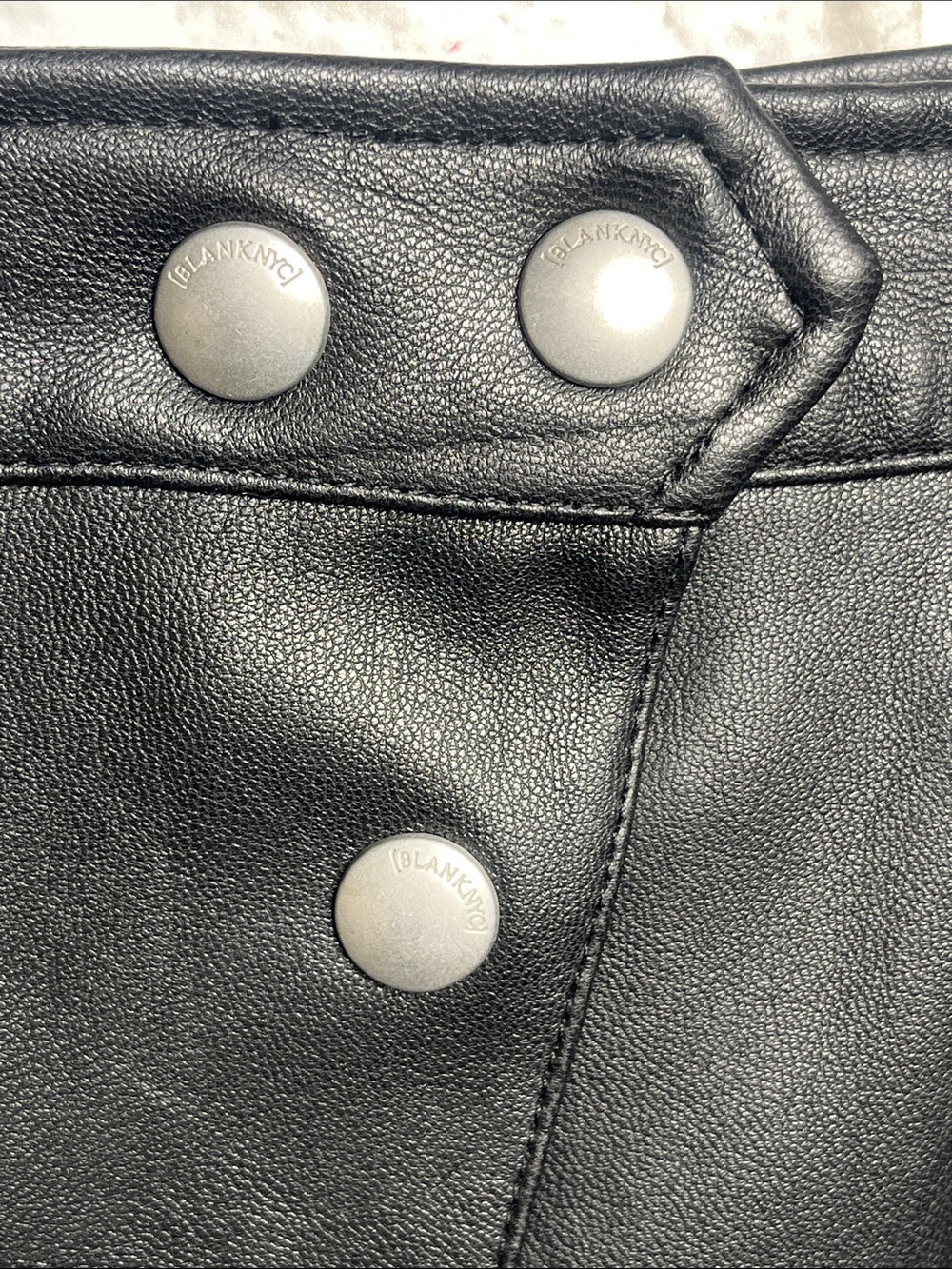 Blank NYC Black Faux Leather Snap Front Mini Skirt - Picture 3 of 7